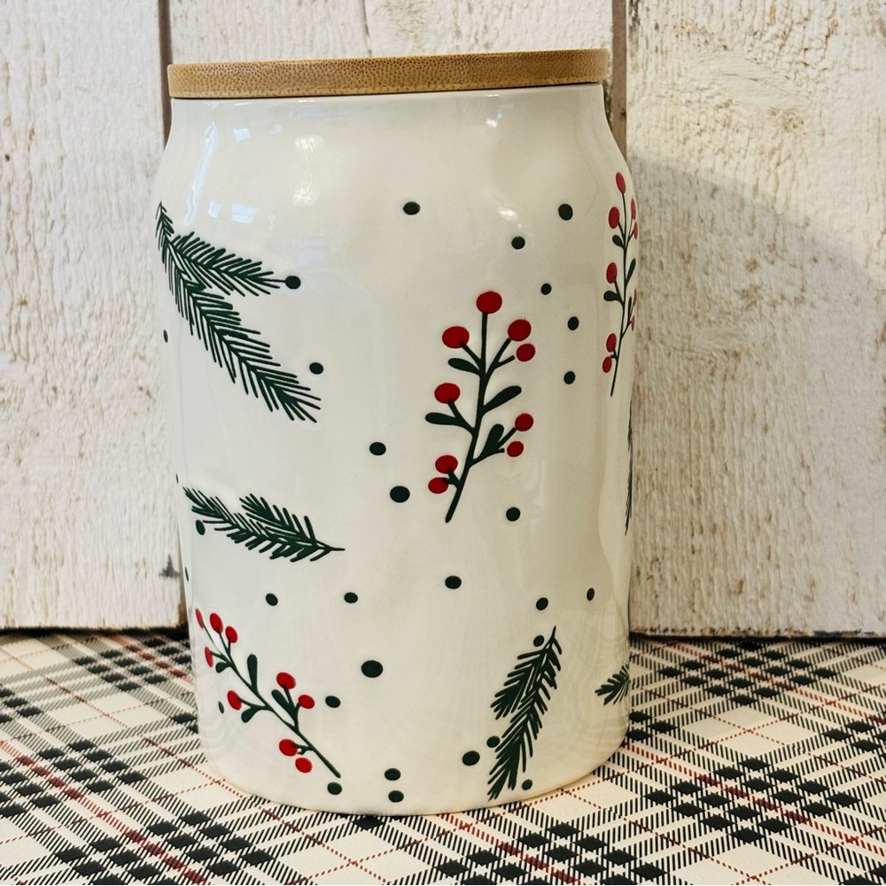 Masterclass HOLIDAY‎ Storage Canister 33 Fl Oz Stoneware NEW